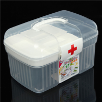 2 Layers Health Pill Chest Aid Kit Medicine Drug Bottle Storage Container Box Clear Plastic
