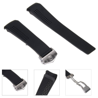 20/22Mm Black Rubber Band Strap For Tagheuer Cv2014