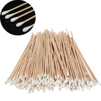 200Pcs Long Wood Handle Cotton Swab Applicator Ear Clean Swabs