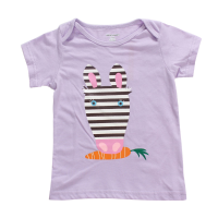 2015 New Little Maven Baby Girl Children Rabbit Purple Cotton Short Sleeve T Shirt Top