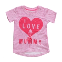 2015 New Little Maven Summer Baby Girl Children Heart Pink Cotton Short Sleeve T Shirt