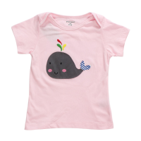 2015 New Little Maven Summer Baby Girl Children Whale Pink Cotton Short Sleeve T Shirt