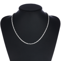 20Inch Silver Plated Simple Geometry Shape Men Necklace Chain Jewelry