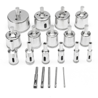 20Pcs 3 50mm Diamond Drill Bits Set Glass Marble Granite Hole Saw Cutters