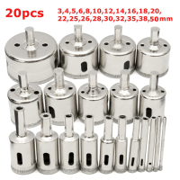 20Pcs Diamond Coated Core Drill Bit Set 3 50mm Hole Saw Cutter For Glass Marble Granite