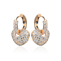 24K Gold And Platinum Plated Micro Inlay Zircon Shiny Heart Pendant Hoop Earrings Jewelry For Women