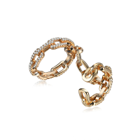 24K Gold And Platinum Plated Punk Chain Shape Shiny Zircon Two Linked Rings Best Gift Women Jewelry
