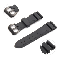 24Mm Rubber Black Watch Band Strap