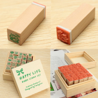 25Pcs Happy Life Diary Stamp Set Diy Scrapbook Rubber Wooden Stamp