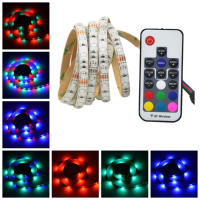 2M 3m 5m Usb Waterproof Smd 2835 Rgb Tv Background Strip Light With 17 Keys Rf Remote Dc5v