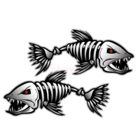 2Pcs 15X6cm Skeleton Fish Bones Car Stickers Vinyl Decals Auto Body Universal Decoration