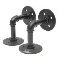 2Pcs 3/4 Inch Iron Pipe Shelf Bracket Industrial Pipe Scaffold Board Shelf Brackets