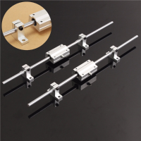 2Pcs 8mm X 400mm Linear Rod Rail Shafts With 2pcs Scs8uu Linear Bearing Slide Bushings & 4pcs Blocks