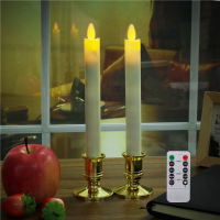 2Pcs Battery Operated Remote Control Led Flameless Candle Table Light For Halloween Churches