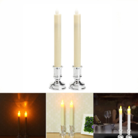 2Pcs Battery Powered Electric LED Taper Candle Lamp Simulated Flameless Swing Table Light