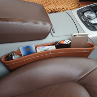 2Pcs Pu Leather Car Seat Gap Slit Pocket Storage Catch Catcher Box Caddy
