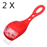 2Pcs Red Bicycle Bike Light Waterproof Silicone Led Flashlight
