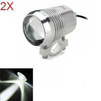 2Pcs Silver Motorcycle U2 Led Headlights High Low Beam Light