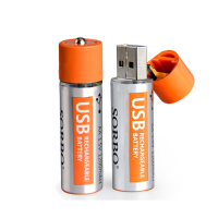 2Pcs Sorbo 1.5V 1200mah Usb Rechargeable 1 Hour Quick Charging Aa Li Po Battery