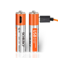 2Pcs Sorbo 1.5V 400mah Rechargeable Aaa Battery With 4 In 1 Charger Cable