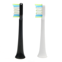 2Pcs Toothbrush Head White & Black For Loskii Pa 213 Ultrasonic Vibration Electric Toothbrush