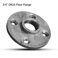 3/4 Inch Dn25 Silver Cast Iron Steel Tube Pipe Floor Flange Pipe Fitting Wall Mount