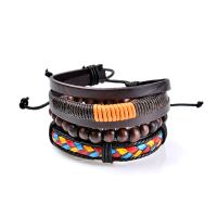 3 Pcs Men's Bracelet Bohemian Bead Leather Colorful Braided Bracelet For Men Fashion Gift