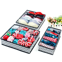 3 Pcs Multicolor Dot Non Woven Underwear Bra Storage Box
