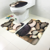 3 Piece Anti Slip Toilet Seat Carpet Mats Bathroom Stone Toilet Cover Stool Mat