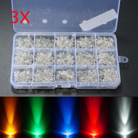 3 Set 750pcs In 1 Set 3mm Diodes Led Light Yellow Red Blue Green White Assortment Diy Kit