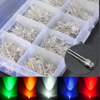 300Pcs 3mm 5 Color Assortment Round Clear Bright Led Light Emitting Diodes Lamp