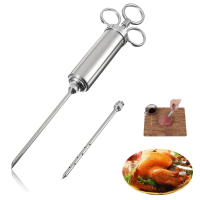 304 Stainless Steel 2 Ounce Flavor Injector Syringe Needle Marinade Meat Turkey Bbq Cook
