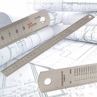 30Cm 12inch Steel Stainless Pocket Pouch Metric Metal Ruler Measurement Double Side