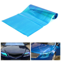 30Cmx200cm Blue Transparent Tint Film Sticker For Headlight Foglight Tail Lamp