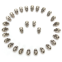 30Pcs Vintage String Hole Silver Skull Beads Fit Bracelet Diy Jewelry