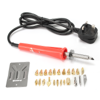 30W 220v/240v Wood Burning Iron Pen Set Kit Tips Pyrography Leather Crafts
