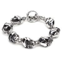 316L Stainless Steel Skull Toggle Bracelet Silver Tone Men Jewelry