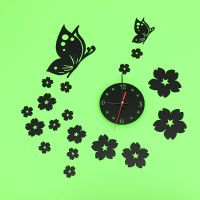 3D Mirror Wall Clock Home Decoration Butterfly Plum Clock