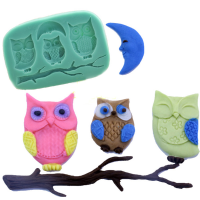 3D Silicone Owls Moon Fondant Chocolate Mold Mould Cake Diy Decoration Baking Tool