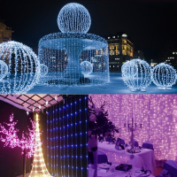 3Mx3m 300 Led White Bulb Fairy String Light Curtain Lamp Wedding Party Wedding Decor Outdoor Li