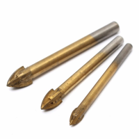 3Pcs 6/8/10mm Titanium Carbide Tile Glass Drill Bit Cross Spear Point Head Drill Bits