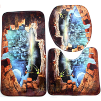 3Pcs Non Slip Soft Bathroom Fabric Rug Lid Toilet Cover Bath Mat Toilet Carpet