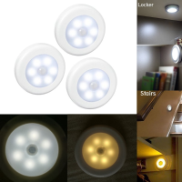 3Pcs Wireless Pir Motion Sensor Led Night Light Battery Powered Cabinet Lamp
