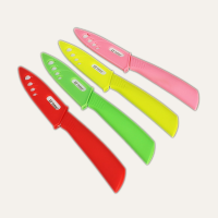 4 Inch Multicolor Ceramic Vegetables Fruit Knife Curved Shank Kitchen Tool