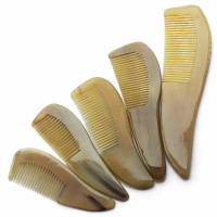 4 Sizes Natural Oxhorn Comb Hair Brush Anti Static Smooth Massage Head