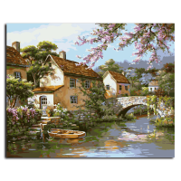 40X50cm Frameless Bridge River Home Canvas Linen Canvas Oil Painting Diy Paint By Numbers