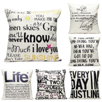 43X43cm English Letter Fashion Cotton Linen Pillow Case Home Sofa Seat Bed Car Cushion Decor