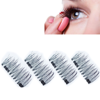 4Pcs/2 Pairs Dual Magnetic 3d False Eyelashes Long Natural Eye Lashes Extension