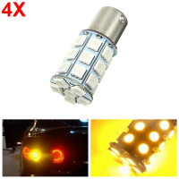 4Pcs 21w 5050 27smd Led Car Turn Signal Light Tail Lamp Reverse Bulb Yellow 12v