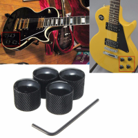 4Pcs Black Metal Dome Style Electric Guitar Bass Knobs With Wrench